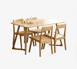 北欧日式原木浅色餐桌椅高清图片