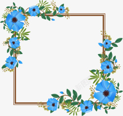 春天蓝色花朵装饰边框素材