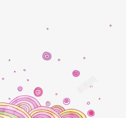 粉色曲线圆点几何装饰素材