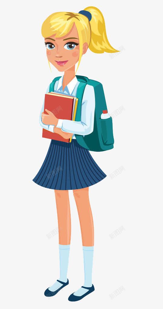 背书包上学的女孩png免抠素材_88icon https://88icon.com 书 书包 书本 人物 儿童 卡通人物 女孩 学习 学生 抱着书 抱着书的人 整理书包 金发女孩