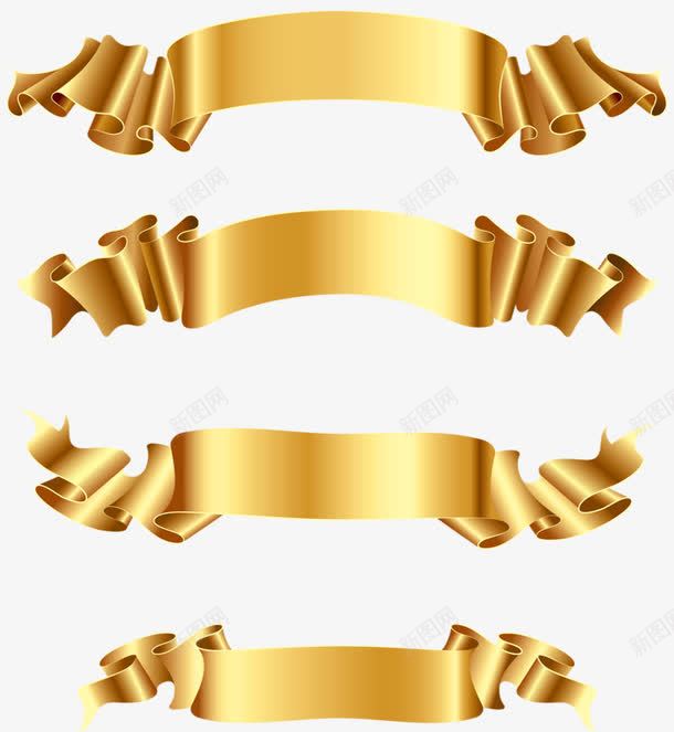 金色色带png免抠素材_88icon https://88icon.com 丝带 促销素材 平面设计 横幅条幅 金色 飘带