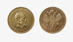 铸造淡金色人物头像和动画古代硬币正高清图片