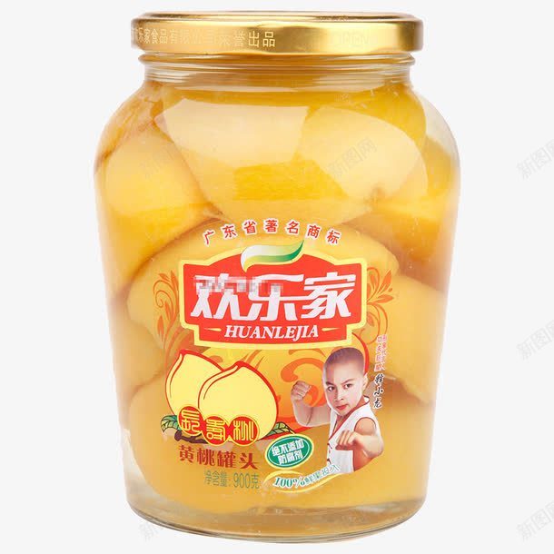 欢乐家黄桃罐头png免抠素材_88icon https://88icon.com 产品实物 无防腐剂 欢乐家食品 水果罐头 罐头 黄桃罐头