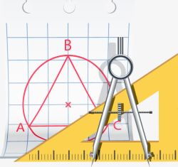 银色圆规数学几何物品高清图片