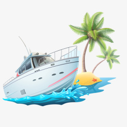 夏日椰树与游艇素材