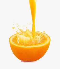橙汁往半个橙子里面倒素材