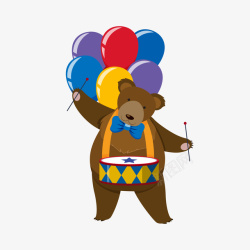 气球马戏团的小熊打鼓矢量图素材