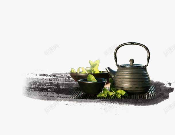 水墨茶文化png免抠素材_88icon https://88icon.com 水墨 茶叶 茶壶 茶文化 茶碗