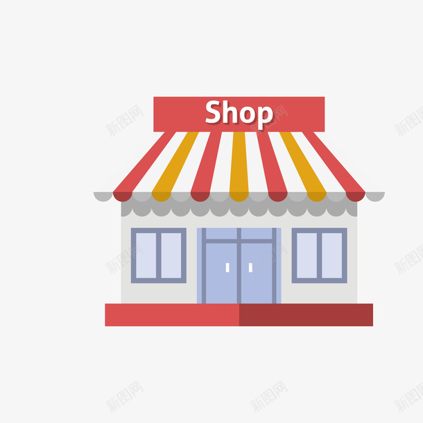 红色商店矢量图ai免抠素材_88icon https://88icon.com 商务 商品 彩色 房子 红色 购物 长条 矢量图