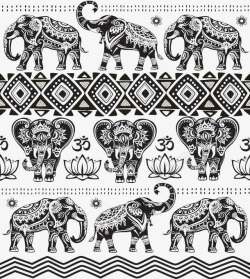 印度大象花纹背景素材