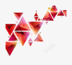 旋转三角体红色风格三棱锥图形元素高清图片