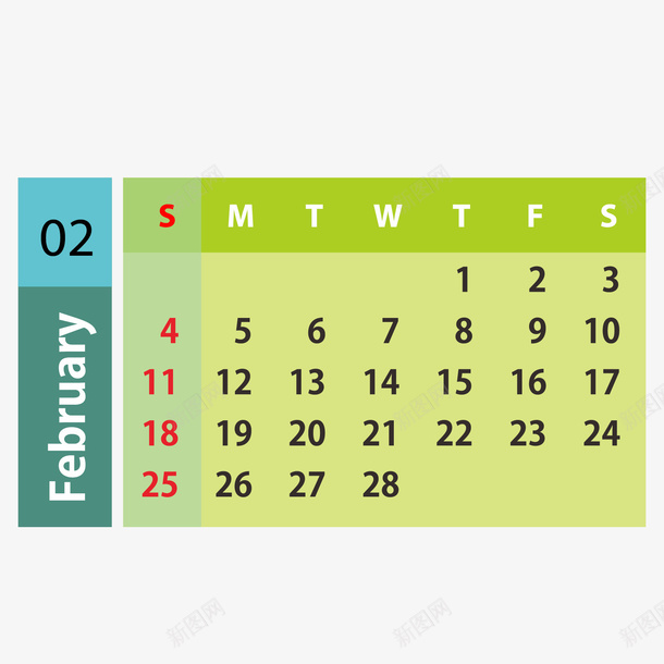 蓝绿色2019年2月日历png免抠素材_88icon https://88icon.com 2019年 2月 2月日历 红色 绿色 蓝色 黑色