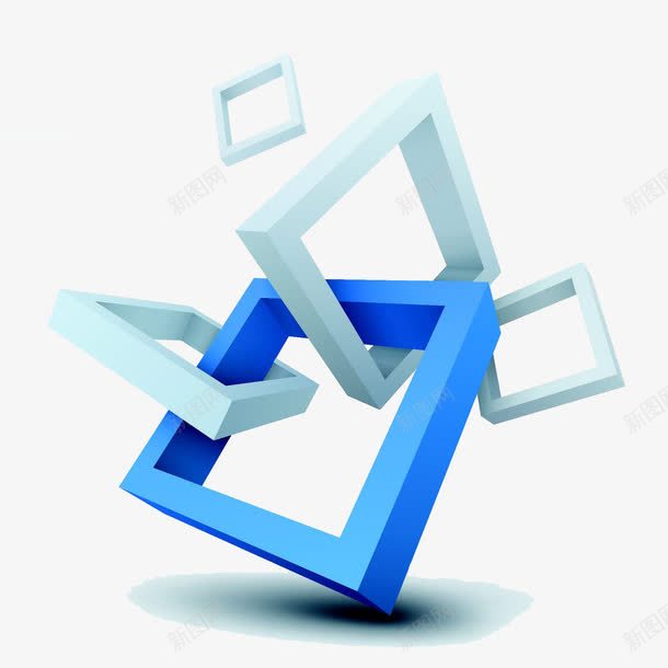相连的方块png免抠素材_88icon https://88icon.com 几何图形 几何图案 图形框 图形框框 方块 方框 灰色方框 相连 蓝色方框 链接的方块