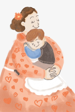 手绘水彩装饰插图母亲节抱着孩子素材