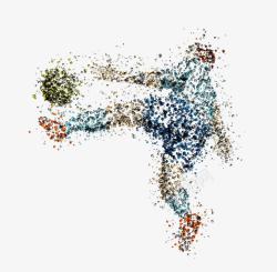 蓝色踢足球创意足球运动高清图片