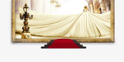 红地毯楼梯欧式相框人物裙摆高清图片