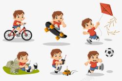 儿童骑自行车卡通男孩矢量图高清图片