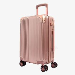 拉行李箱的人金粉色拉杆旅行箱高清图片