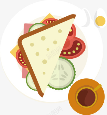 吐司卡通扁平化西餐蔬菜沙拉图标图标