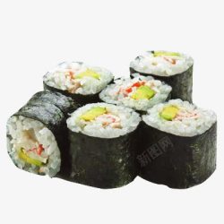 紫菜卷虾肉六件寿司小卷高清图片