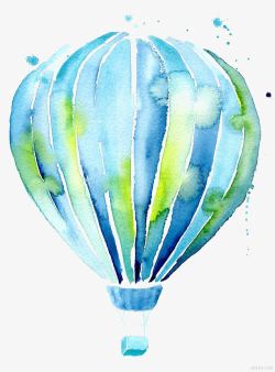 热气球卡通水彩手绘简约素材