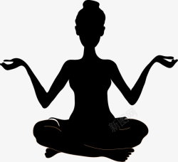 黑色冷酷女人瑜伽静坐的女人剪影图标高清图片