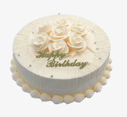 白色简单玫瑰花装饰蛋糕素材