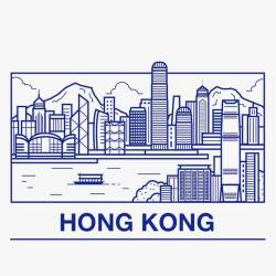 老香港街巷线稿香港城市高清图片