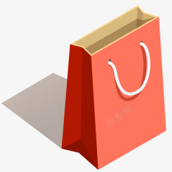 立体纸袋红色环保纸袋立体插画高清图片