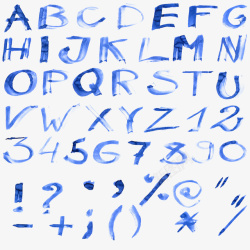 手写字母蓝色手写字母数字高清图片