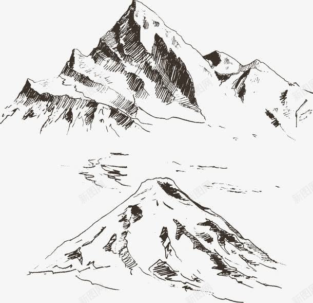 手绘大山矢量图ai免抠素材_88icon https://88icon.com 山峰 山脉 手绘大山 手绘高山 素描山 线条山 矢量图