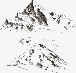 素描山手绘大山矢量图高清图片