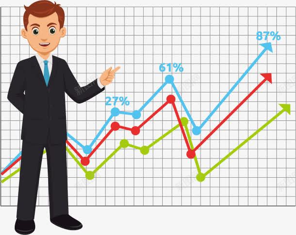 数据图和商务人物矢量图ai免抠素材_88icon https://88icon.com 商务 成功人士 折线图 折线图符号 男士 白领 矢量图
