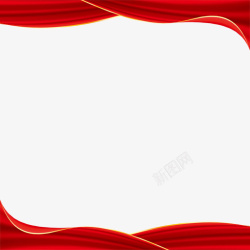 七七事变装饰彩色纹理红色绸子边框元素高清图片