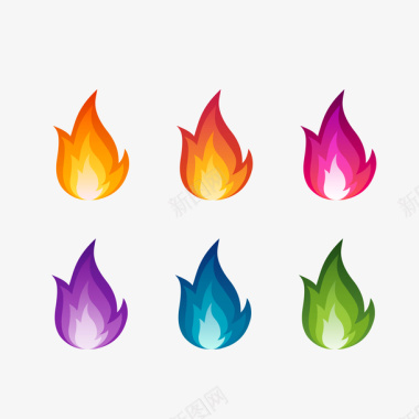 彩色火焰插画彩色火焰图标图标