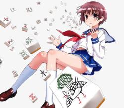 打麻将的女孩素材