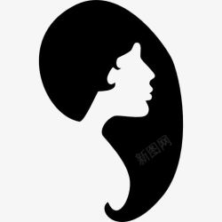 女性身材轮廓女性的头发和脸的轮廓形状图标高清图片