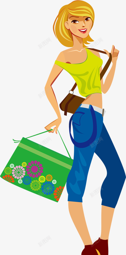 购物卡通黄色头发女郎png免抠素材_88icon https://88icon.com 卡通 女郎 购物 黄色头发
