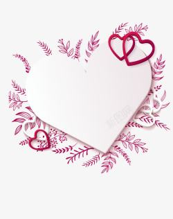 粉色浪漫爱心植物边框纹理素材