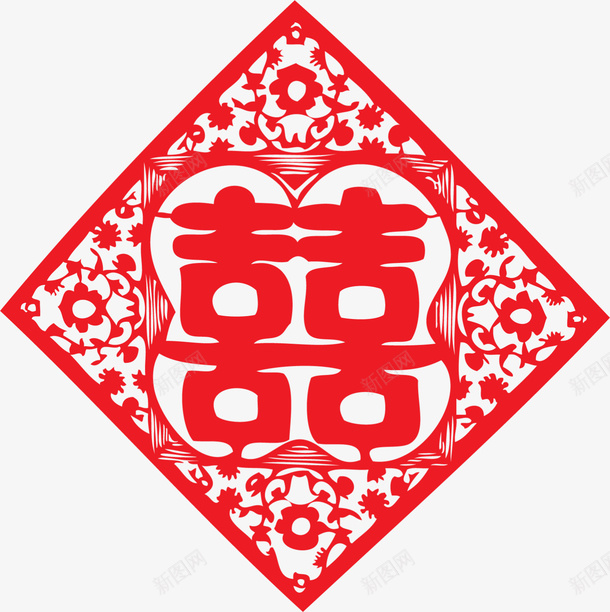 红色中国风喜字剪纸png免抠素材_88icon https://88icon.com 双喜 喜字 婚庆 婚礼 浪漫 爱情 红色剪纸 结婚