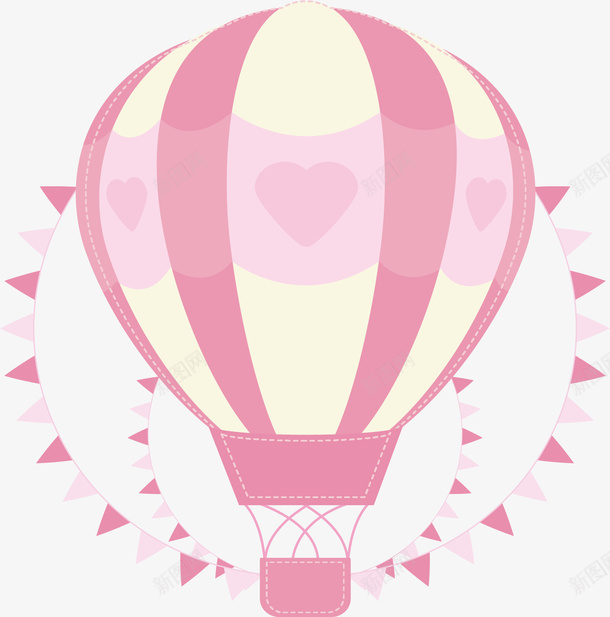 粉红色条纹热气球矢量图eps免抠素材_88icon https://88icon.com 520网络情人节 浪漫 热气球 矢量素材 粉红色 矢量图