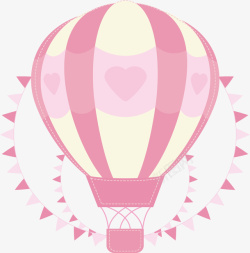 粉红色条纹热气球矢量图素材