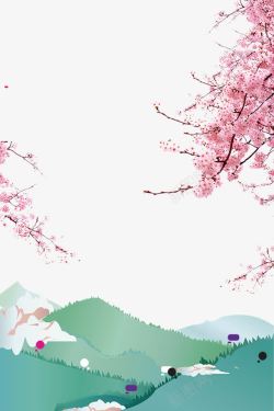 春季浪漫樱花季装饰边框素材