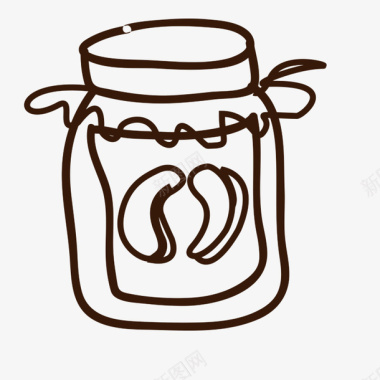 腰果零食特产手绘线条画腰果玻璃罐插画图标图标