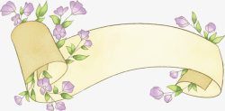 紫色花朵春天标题框矢量图素材