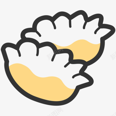盘装水饺黄色手绘线稿水饺元素矢量图图标图标