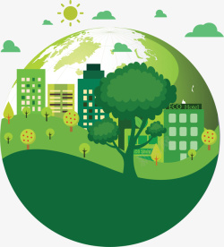 绿色地球城市建设矢量图素材