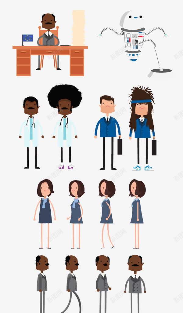 黑人白人机器人卡通png免抠素材_88icon https://88icon.com H5页面素材 促销 促销图案 升值 卡通人物 扁平人物 扁平化人物 电商卡通人物 红包 网页设计卡通 金币 金钱