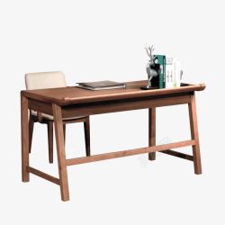 现代写字桌书桌电脑桌写字台原木桌椅高清图片