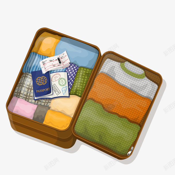 一个扁平化的行李箱png免抠素材_88icon https://88icon.com 扁平化 打开的箱子 打开的行李箱 打开行李箱 护照 旅行箱 箱子 行李箱 衣服